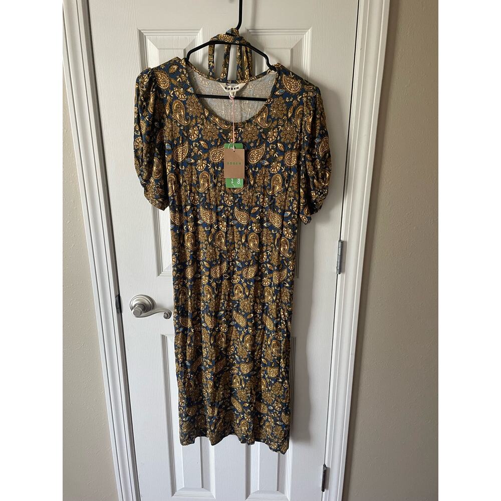 Boden Mustard and Navy Paisley Mini Dress - Picture 6 of 7